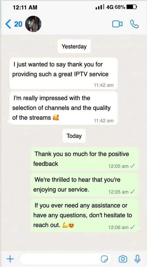 MIPTV4K customer review on WhatsApp 9