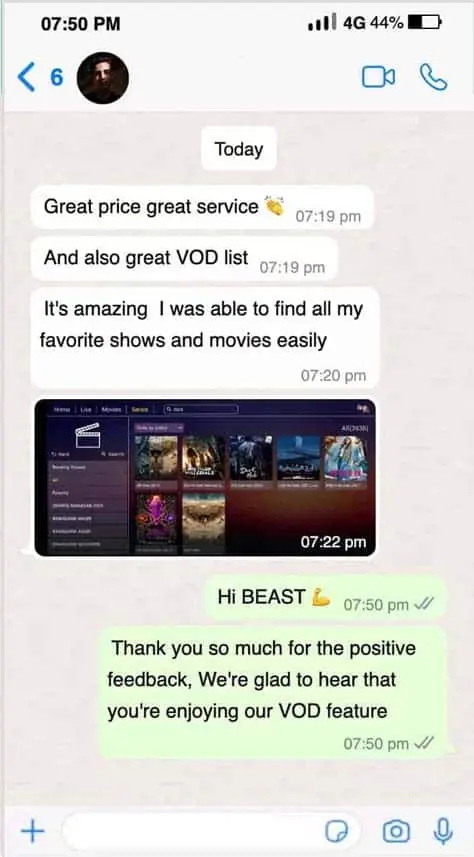 MIPTV4K customer review on WhatsApp 6